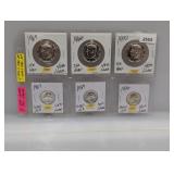 (3) 40% Silv JFK Half $1 & (3) Wash Quarters