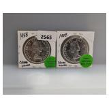(2) 1958 80% Silv Canada Totem $1 Dollar