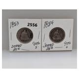 (2) 90% Silv Seated Quarters
