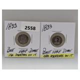 (2) 1833 Bust Half Dimes