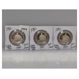 (3) 1982 90% Silv PF Wash Comm Half $1