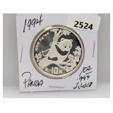1994 1oz .999 Silv Panda 10 Yuan