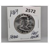 1959 90% Silv Franklin Half $1 Dollar