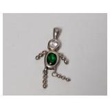 .925 Sterl Dark Green Stone Little Boy Pendant