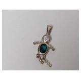 .925 Sterl Dark Green Stone Little Boy Pendant