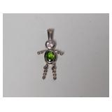 .925 Sterl Green Stone Little Boy Pendant