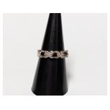 Vermeil/.925 Sterl Sapphire & Diam Ring Sz 7