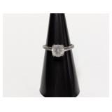 .925 Sterl Clear Solitaire Ring Sz 6
