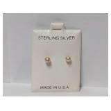 NOS .925 Sterl Pearl Earrings