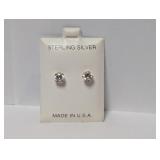 NOS .925 Sterl Clear Stone Earrings