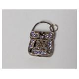 .925 Sterl Purple Stone Purse Pendant