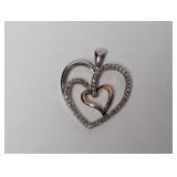 14K/.925 Sterl Diam Accent Heart Pendant