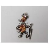 .925 Sterl Orange Stone Duck Pendant
