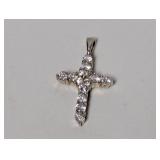 .925 Sterl Clear Stone Cross Pendant