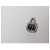 .925 Sterl Dark Stone w/Diam Pendant