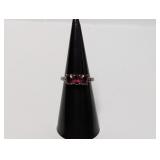 .925 Sterl Oval Three Stone Ring Sz 5