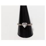.925 Sterl Clear Heart Stone Ring Sz 11