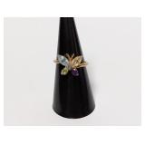 Vermeil/.925 Sterl Butterfly Ring w/Diam Accent