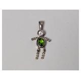 .925 Sterl Green Stone Little Boy Pendant