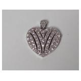 .925 Sterl Clear Stone Heart Pendant