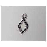 .925 Sterl Blue/Clear Diamond Pendant