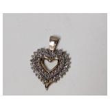 Vermeil/.925 Sterl Diamond Heart Pendant