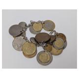 7' Foreign Coin Charm Bracelet