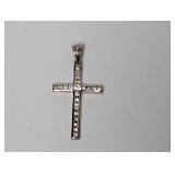 .925 Sterl Clear Stone Cross Pendant
