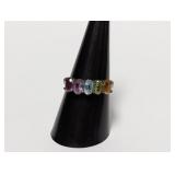 .925 Sterl Multi Gemstone Ring Sz 8