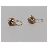 Vermeil/.925 Sterl Champagne Stone Drop Earrings