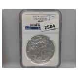 NGC 2012-W MS70 1oz .999 Silv Eagle $1