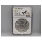 NGC 1996 MS69 1oz .999 Silv Eagle $1