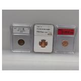 (3) Graded Mixed Date Pennies