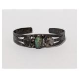 .925 Sterl Split Band Oval Turquoise Cuff