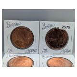 (4) 1oz .999 Copper Buffalo Rounds