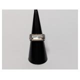 .925 Sterl Mother of Pearl Inlay Ring Sz 6.5