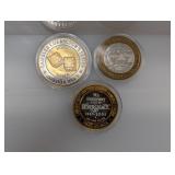 (3) .999 Silv Casino Gaming Tokens