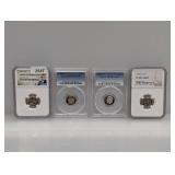 (4) Graded Mixed Date Roos Dimes