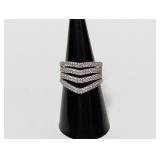 .925 Sterl Layered Chevron Multi Band Ring Sz 7
