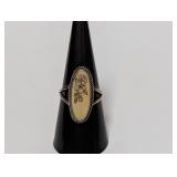 .925 Sterl Oval Floral Engraved Statement Ring