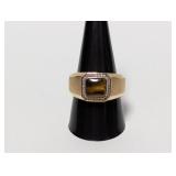 Vermeil/.925 Sterl Tigers Eye Mens Ring Sz 10