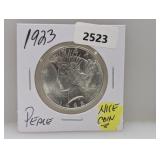 1923 90% Silv Peace $1 Dollar