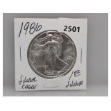1986 1oz .999 Silv Eagle $1 Dollar