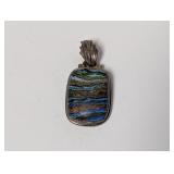 .925 Sterl Layered Multicolor Stone Pendant