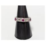 .925 Sterl Judith Ripka Red Stone/CZ Band Sz 8
