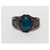 .925 Sterl Oval Stone Artisan Detailed Cuff