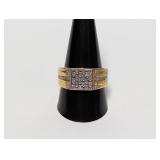 Vermeil/.925 Sterl Mens Diamond Ring Sz 11.5