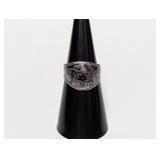 .925 Sterl Engraved Floral Wide Band Sz 8
