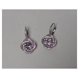 .925 Sterl Clear Stone Floral Lever Back Earrings