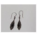 .925 Sterl Dark Inlay Teardrop Accent Earrings